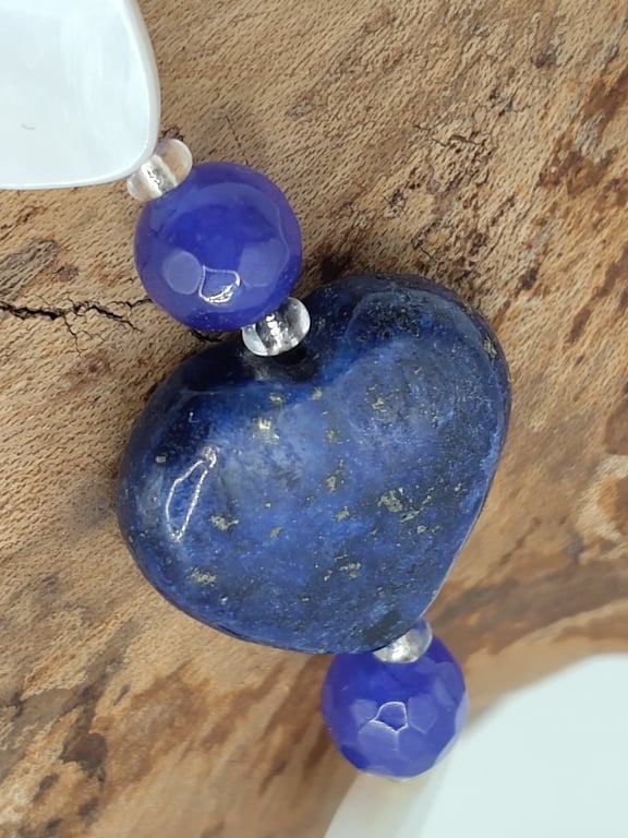 Calia 04 . Lapis Lazuli, Shell, Synthetic Sapphire Stone Bracelet