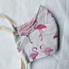 Cotton face mask with flamingo print