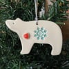 Small polar bear ceramic tag decoration turquoise