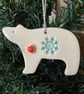 Small polar bear ceramic tag decoration turquoise - Image 1