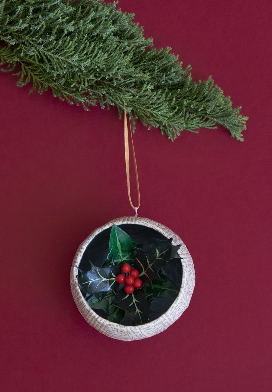 Holly bauble Christmas tree decoration