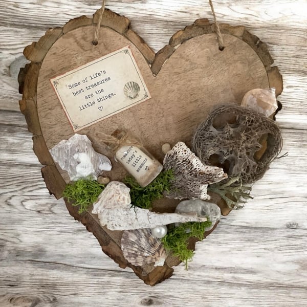 Echoes of the Shore FSC Wood Coastal Heart Wall Hanging