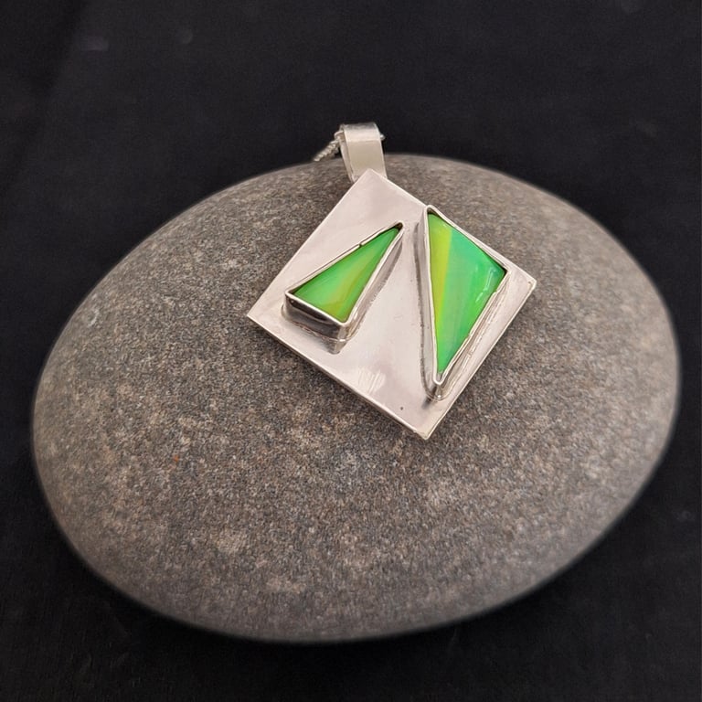 Silver Aurora Opal Pendant