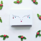 Reindeer CHRISTMAS Greetings Card pack, A7 Card, Blank Inside, Mini cards, xmas