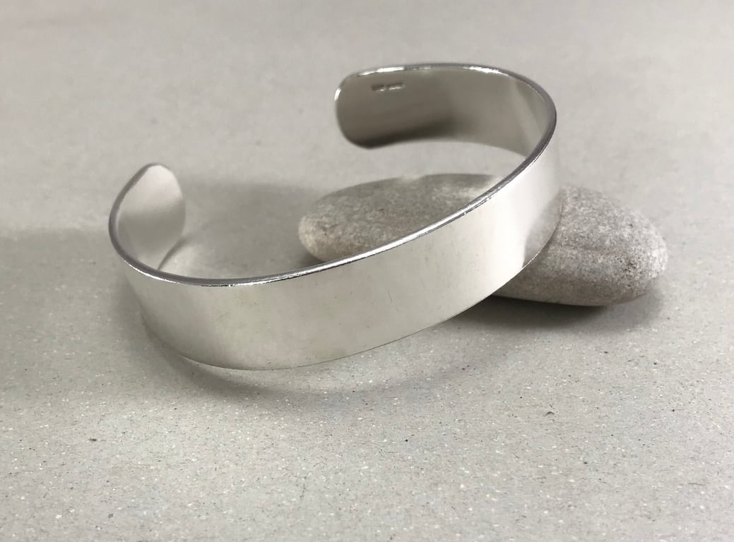Solid Gents Sterling Silver 1.5 cm Wide Torque Cuff Bangle