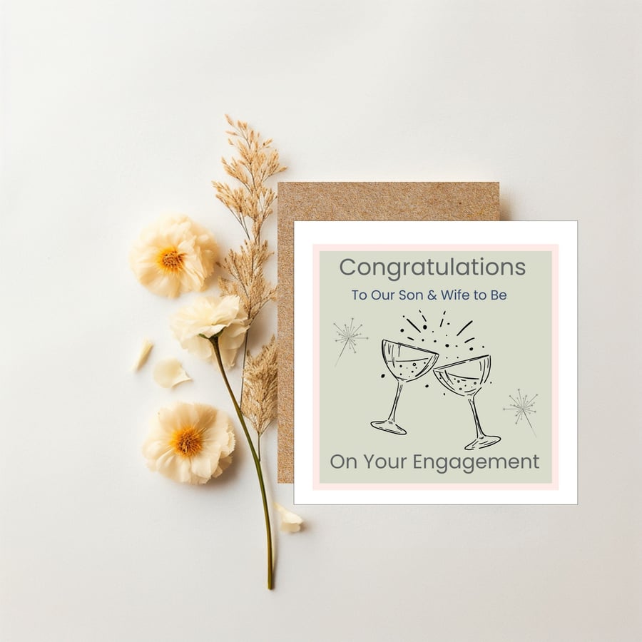 Son & Daughter In Law To Be Engagement Card, Son Engagement Congratulations Card