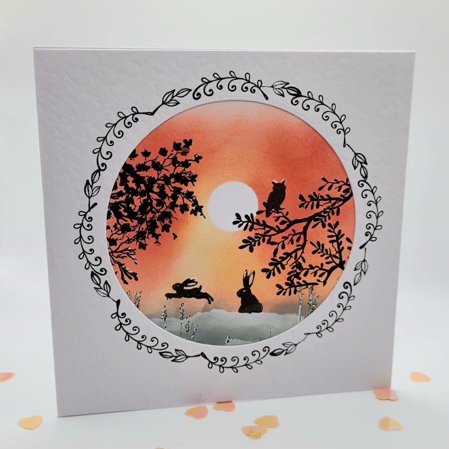Silhouette Greeting Card - blank cards  birthday, thank you, mother's day
