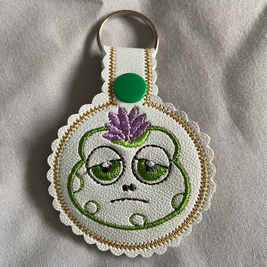 Cute embroidered frog keyring