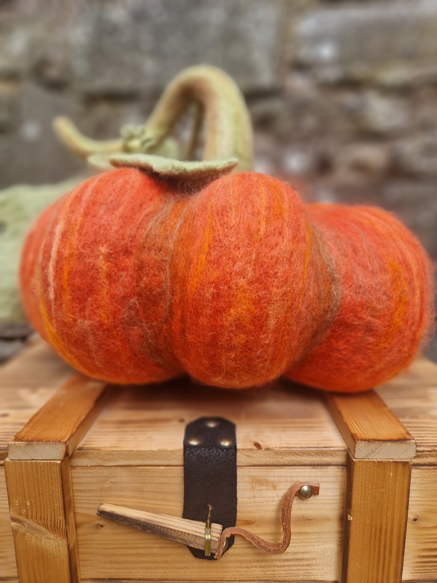 Big Pumpkin! Felted Halloween display piece