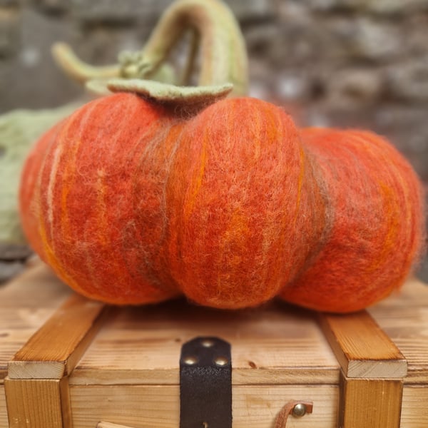Big Pumpkin! Felted Halloween display piece