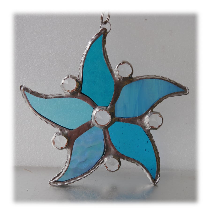 Starfish Suncatcher Stained Glass Handmade 005 Aqua Handmade