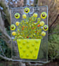 Artist made Fused Glass Flowers Suncatcher.