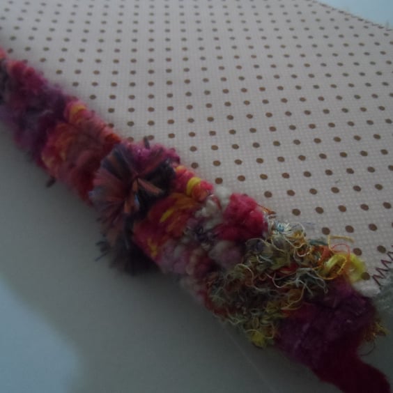 Mixed media journal - red, pink, orange, with hand woven spine