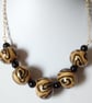 SALE - HALF PRICE -GOLD AND BLACK POLYMER CLAY NECKLACE  - FREE UK SHIPPING - Image 2