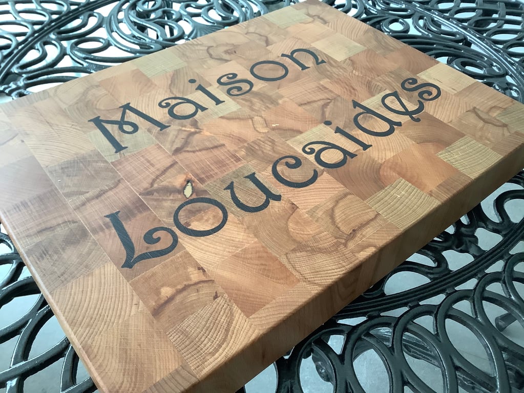Custom End Grain Cutting Board: Solid Wood Inlay, Personalized starting from 