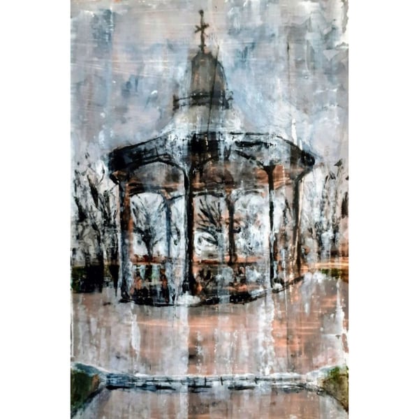 Framed  Original Painting Devonport Park Plymouth Mixed Media on Yupo Paper