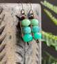 Aqua Turquoise Czech Glass Stacked Earrings. Colourful Handmade Wirework Earring - Image 6