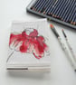 A6 free hand embroidered floral notebook - red echinacea