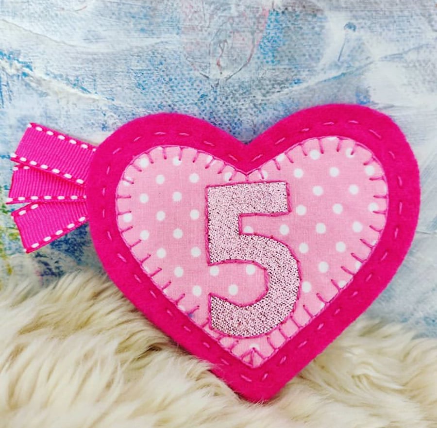 Pink Heart Birthday Badge Rosette Personalised