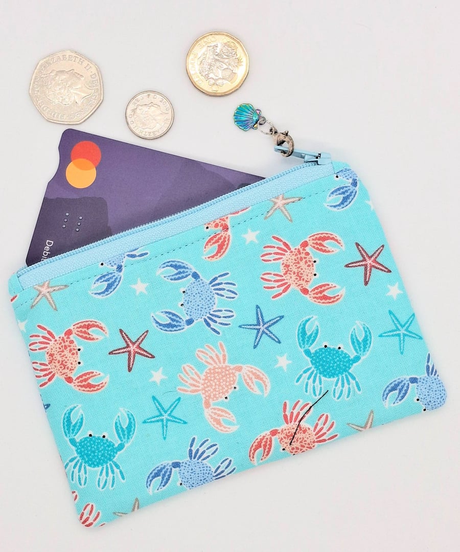 Crab and seastar coin or card purse 398P NO POSTAGE 