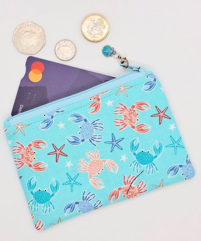 Crab and seastar coin or card purse 398P NO POSTAGE 