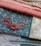 Vintage Blue and Rose Pink Slow Stitching kit with antique textiles - Image 4
