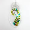 Fused Glass Fern Ellipse Hanging - Handmade Glass Suncatcher