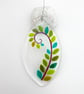 Fused Glass Fern Ellipse Hanging - Handmade Glass Suncatcher