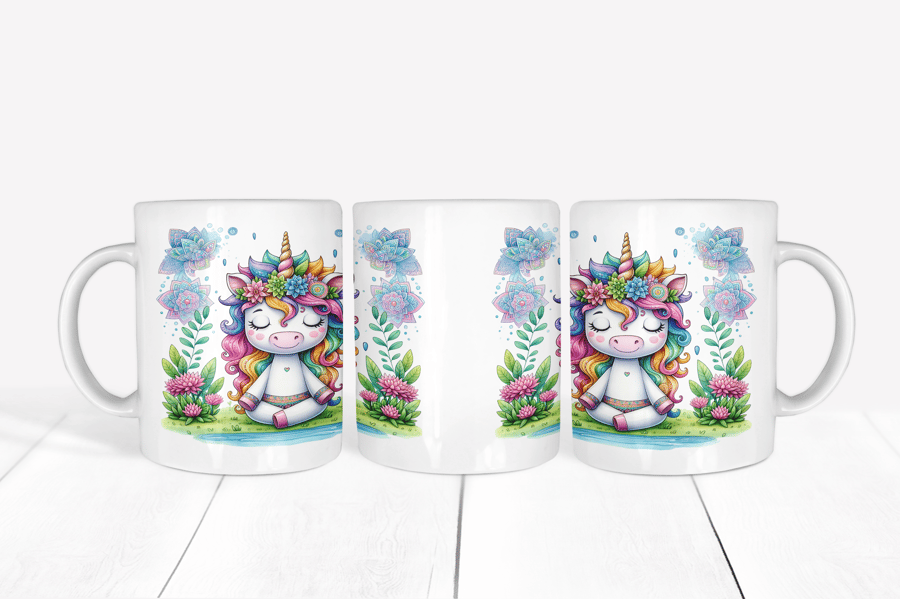 Colourful Unicorn Meditating Mug