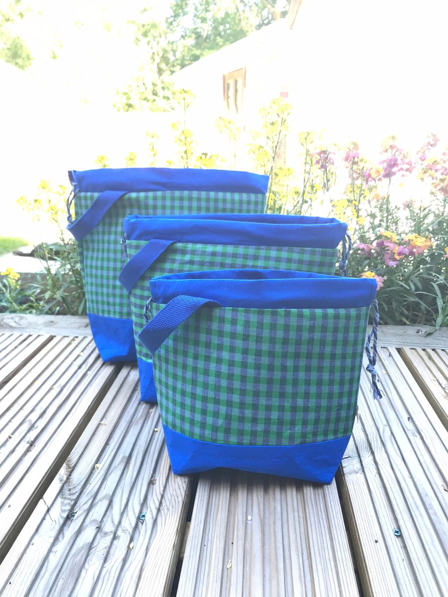 Drawstring project bag for knitting, crochet or embroidery - Picnic weather