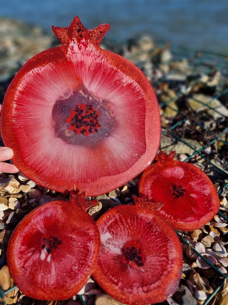 Pomegranate-shape 3-piece Charcuterie Board Serving Tray & Coasters Handcrafted