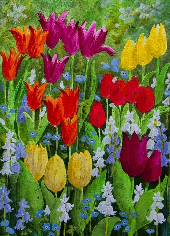 'A colourful crowd' greetings card