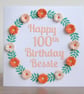 100th birthday card - quilled flowers, quilling, handmade, personalised - Image 3