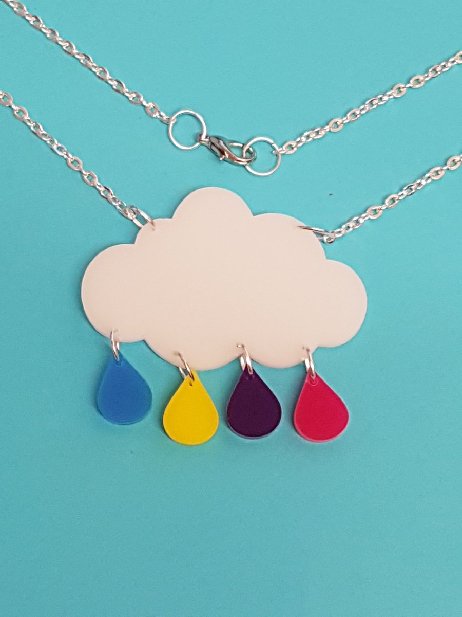 Raincloud White Necklace - Acrylic