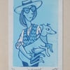 Lino Print Whippet Hand Printed 