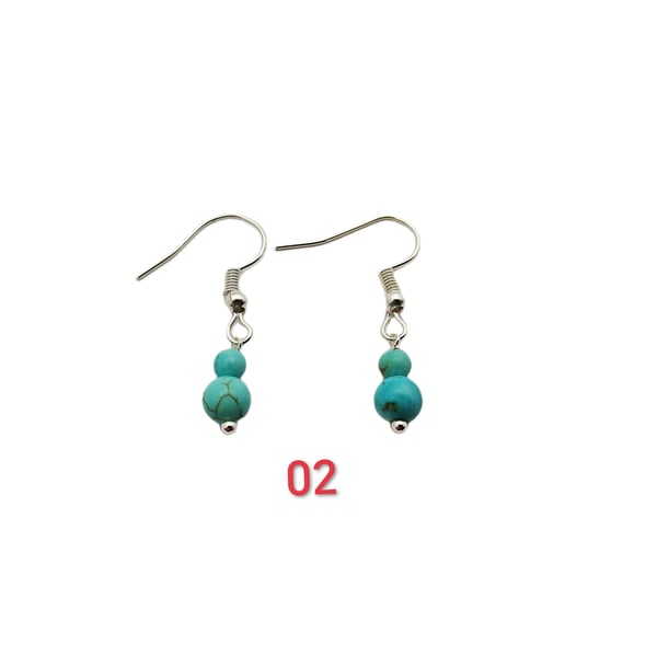 Handmade Gemstone Silver Earrings, Mix Semi-Precious stone earrings, turquoise, 