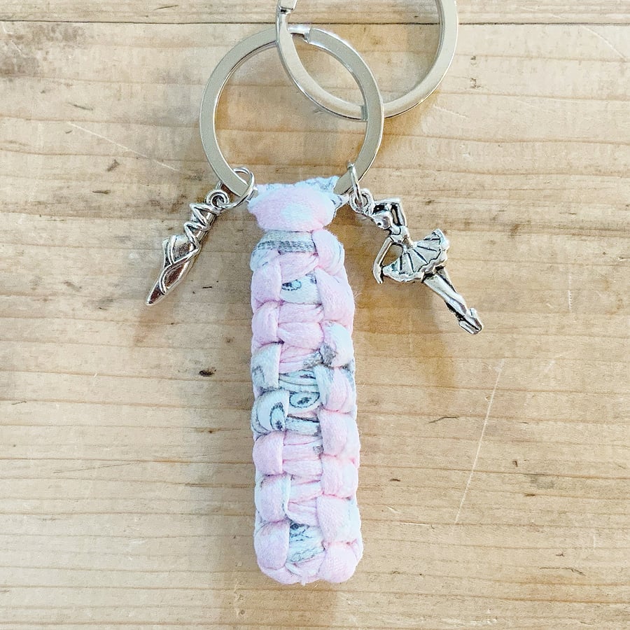 Paracord Style Keyring. Knotted Keyring. Pink Keyring. Key Fob. Key Chain. Dance