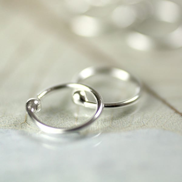 Silver Sleeper Hoop Earrings 11 mm