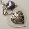 RESERVE LISTING FOR GEMMA Capiz Shell Purple Heart Handbag Charm  KCJ1167