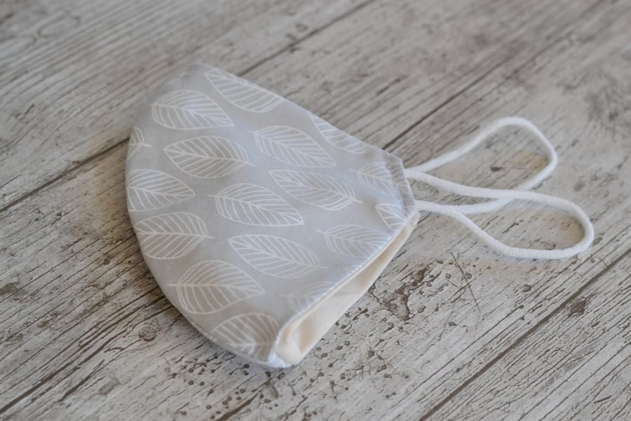 Light Grey Leave pattern Face Mask, Washable, Reuseable