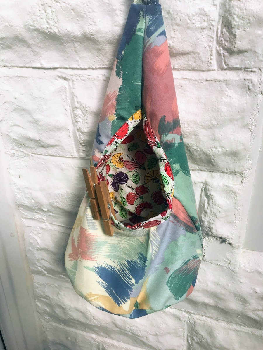 Green Cotton Wigwam Peg Bag, Lined Storage Bag for Pegs, handmade in Yorkshire