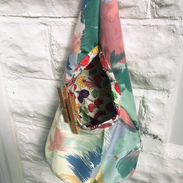 Green Cotton Wigwam Peg Bag, Lined Storage Bag for Pegs, handmade in Yorkshire