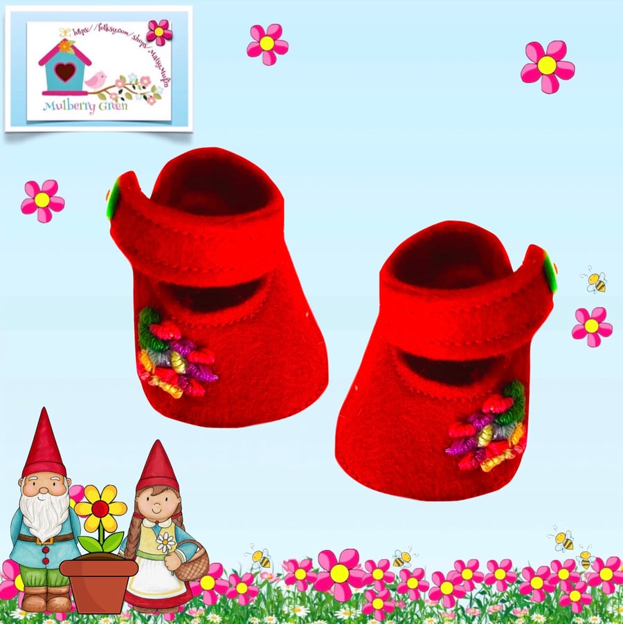 Reserved for Maddie -Embroidered Red Shoes