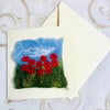 Handmade Felt Blank Card Red Poppies