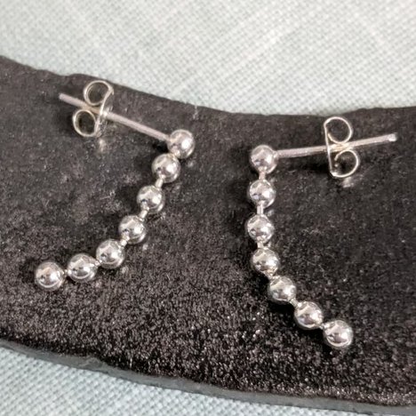 Sterling Silver Ball Chain Drop Earrings 