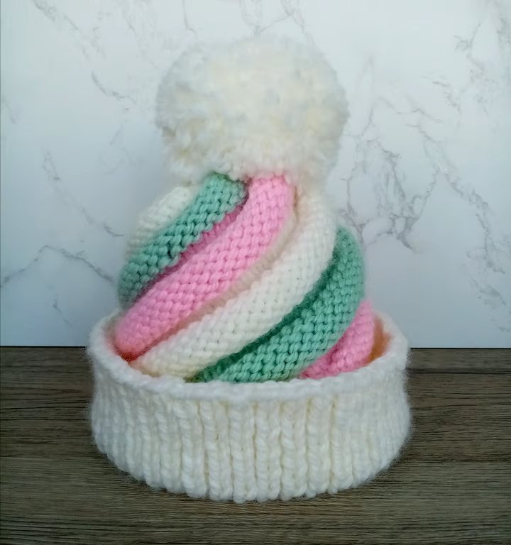 Ice cream Swirl Hat, Bobble hat, Novelty hat, Fun hat for kids, Hand-knitted Hat