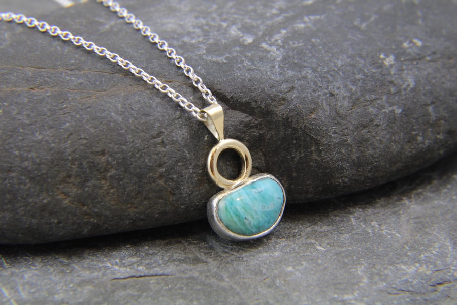 Sunset Pendant - Turquoise, 9ct Gold and Sterling Silver