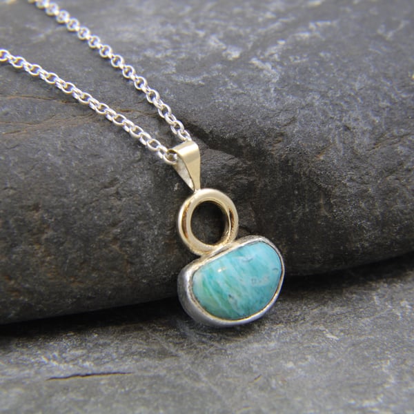 Sunset Pendant - Turquoise, 9ct Gold and Sterling Silver
