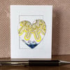 Sun and sea handmade heart Art Card. 