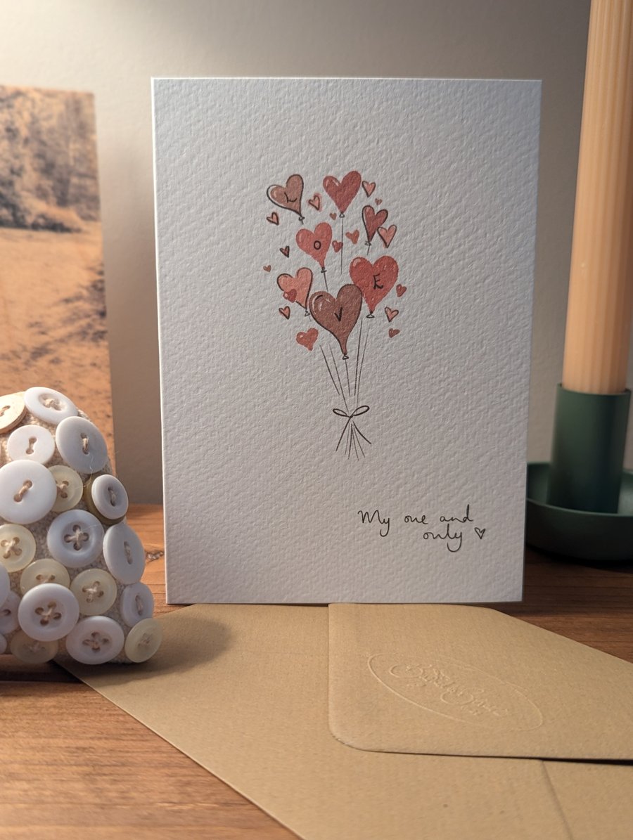 Handmade Watercolour Valentines Card